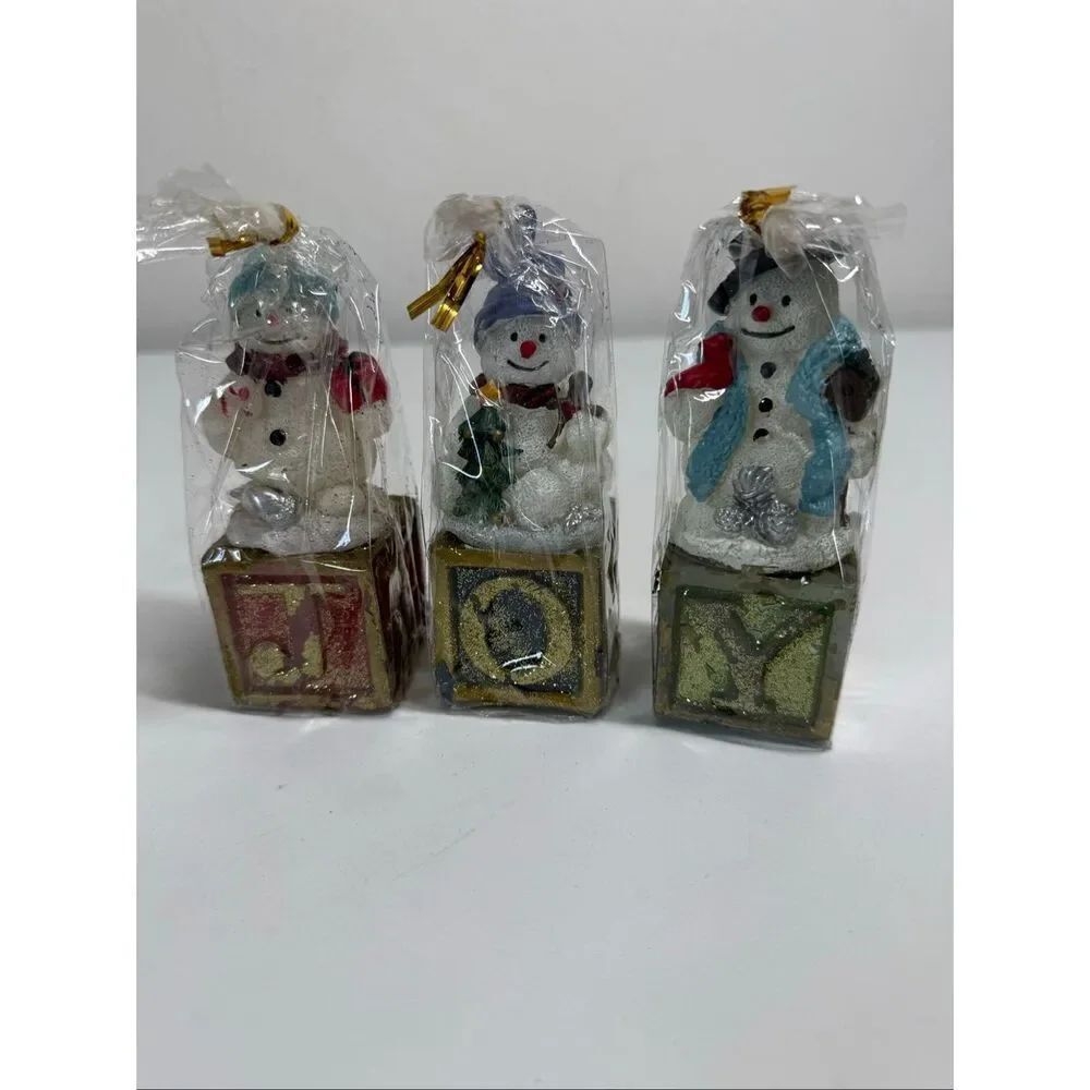 Rare Vintage Lot of 3 Christmas Candles Snowman 3 pcs. SEALED See Description